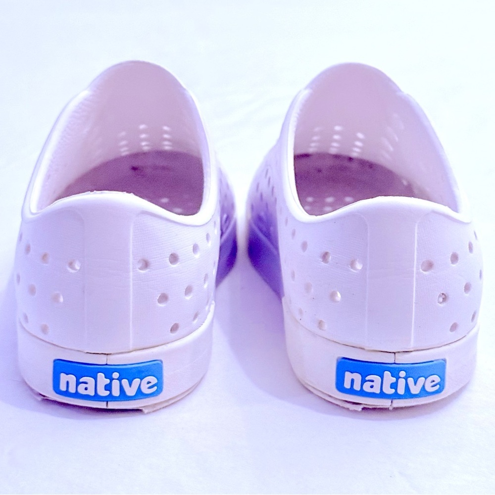 Native Shoes Jefferson Block Girls 1 Boys Juniors Shell White Sneakers Vegan - Picture 4 of 7